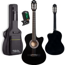 Midex CG-390BK-XBAG Siyah Klasik Gitar 4/4 Sap Ayarlı Kesik Kasa Full Set (Çanta Tuner Askı Capo Metod Pena)