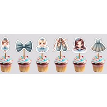 Hiras Dizayn Mavi Balerin Sevimli Şirin Pasta Kürdanı 12PARÇA Pasta Süsü ve Cupcake Pasta Kurabiye Süsleri