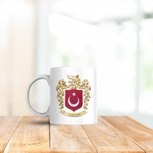 Karmelom Studio Atatürk Imzalı Bozkurt Türk Bayrağı Arma Logo Porselen Kupa Bardak