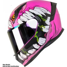 Motoanl Motosiklet Kadın Kaskı 22.R06 Sertifikalı Güneş Vizörlü Fiber Kask Full Face Motor Kask Horus Lady