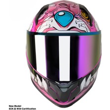 Motoanl Motosiklet Kadın Kaskı 22.R06 Sertifikalı Güneş Vizörlü Fiber Kask Full Face Motor Kask Horus Lady