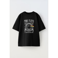 Youwinner Pink Floyd Tasarım Baskılı Pamuk Sıyah Oversize T-Shirt