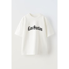 Youwinner Los Santos Tasarım Baskılı Pamuk Beyaz Oversize T-Shirt