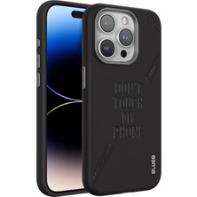 Blueo iPhone 15 Pro Max Uyumlu Siyah Deri Punk Premium Leather Telefon Kılıfı