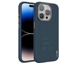 Blueo iPhone 15 Pro Uyumlu Lacivert Deri Punk Premium Telefon Kılıfı