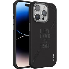 Blueo iPhone 15 Pro Uyumlu Siyah Deri Punk Premium Telefon Kılıfı