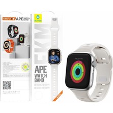 BLUEO Apple Watch 42 / 44 / 45 / - 49mm Uyumlu Akıllı Saat Kordonu - Fluoro Rubber Sport Beyaz Watch Band