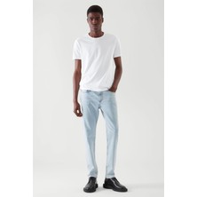 Tarz Cool Beyaz Basic Erkek Slim Fit %100 Pamuklu Kısa Kollu Bisiklet Yaka T-Shirt
