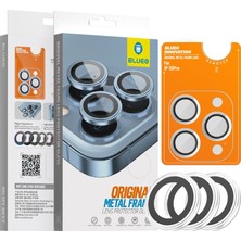Blueo iPhone 15 Pro / 15 Pro Max Uyumlu Şeffaf Metal Çerçeve Lens Koruyucu
