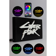 Domini Cyberpunk 2077 - Rgb LED Işıklı 3 Boyutlu Tabela - 20CM x 11CM x 2cm (Bluetooth Kontrollü)