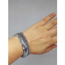 Yaşam Tohumu Hematit Tasarım Unisex Bileklik (3lü Set) (51570)