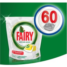 Fairy Hepsi Bir Arada 60 Yıkama Bulaşık Makinesi Deterjanı Kapsülü Limon Kokulu