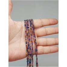 Yaşam Tohumu Bileklik Boy Yakut & Safir Taşı Küp Şekilli Dizi 2mm (51174) Yarım Dizi (17CM Uzunluğundadır)