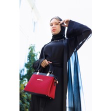 Harika Wear Saten Kollu Siyah Abaya