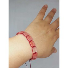 Yaşam Tohumu Gül Kuvars Taşı Makrome Tasarım Bileklik (51596)