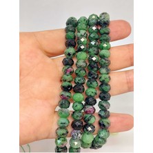 Yaşam Tohumu Bileklik Boy Anyolit (Rubizoit-Rubyzoisit) Taşı Rondela Fasetkesim 5*7.5mm Yarım Dizi (Uzunluk 18CM)