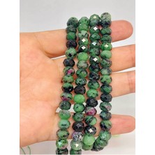 Yaşam Tohumu Çeyrek Dizi (9cm Uzunluğundadır!) Anyolit (Rubizoit) Taşı Rondela Faset Kesim 5*7.5mm Çeyrek Dizi