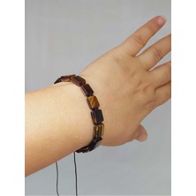 Yaşam Tohumu Kaplan Gözü Taşı Makrome Tasarım Bileklik (51894)