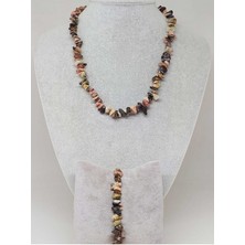 Yaşam Tohumu Rodonit Taşı Küçük Taşlar Kolye & Bileklik Seti (52178)