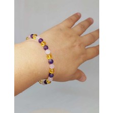 Yaşam Tohumu Ametist & Pembe Kuvars & Sitrin Tasarım Bileklik 6-8mm (52400)