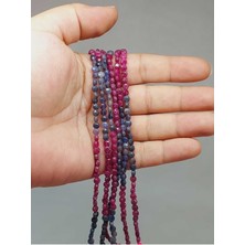 Yaşam Tohumu Bileklik Boy Yakut & Safir Taşı Yassı Dizi 2.5*4mm (51206) Yarım Dizi (17CM Uzunluğundadır)