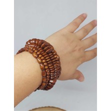 Yaşam Tohumu Ahşap Kahverengi Renk Hafızalı Otantik Bileklik (51974)