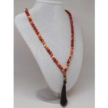 Yaşam Tohumu Karnelyan Akik Taşı 108'LIK Tibet Stili el Yapımı Mala Kolye (51396)