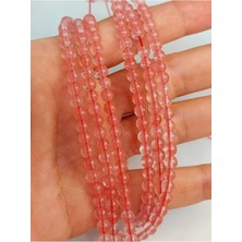 Yaşam Tohumu Bileklik Boy Gül Kuvars Taşı Yarım Dizi 4-4.5mm Aralığı (18CM Uzunluğundadır)