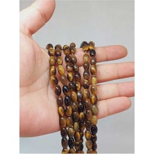 Yaşam Tohumu Bileklik Boy Kaplangözü Taşı Arpa Kesim Yarım Dizi 6*8.5mm (49972) (18CM Uzunluğundadır)