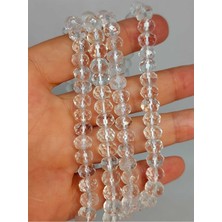 Yaşam Tohumu Bileklik Boy Kristal Kuvars Taşı Rondela Faset Kesim 5.5*7mm Yarım Dizi (18CM Uzunluğundadır)