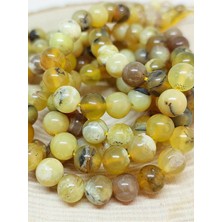 Yaşam Tohumu Çeyrek Dizi (9cm Uzunluğundadır!) Sarı Alacalı Opal Taşı Çeyrek Dizi 7-7.5mm Aralığı