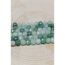 Yaşam Tohumu Bileklik Boy Aventurin Taşı Küp Şekilli Yarım Dizi 5.5mm (18CM Uzunluğundadır)