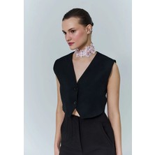 Myrum Butik Siyah Premium Blazer Düğmeli Yelek M