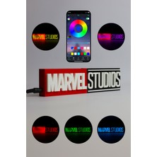 Domini  Marvel Studios - Rgb LED Işıklı 3 Boyutlu Tabela - 20CM x 5cm x 2cm (Bluetooth Kontrollü)