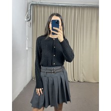 Myrum Butik Siyah Yün Dokulu Hırka L