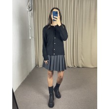 Myrum Butik Siyah Yün Dokulu Hırka L
