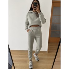 Myrum Butik Gri Kapüşonlu Sweatshirt Eşofman Takım L