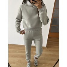 Myrum Butik Gri Kapüşonlu Sweatshirt Eşofman Takım L