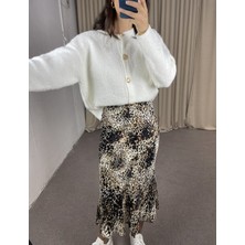 Myrum Butik Ekru Gold Düğmeli Buklet Hırka Standart