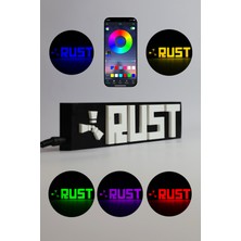 Domini Rust - Rgb LED Işıklı 3 Boyutlu Tabela - 20CM x 5cm x 2cm (Bluetooth Kontrollü)