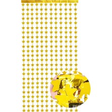 Metalize Yıldız Parti Perdesi Kapı ve Fon Perdesi Gold