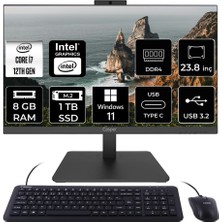 Casper Nirvana A600 Intel Core I7 1255U 8gb 1tb SSD 23.8'' Fhd W11H All In One Bilgisayar A60.1255-DF00X-V C1255AIO353
