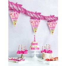Parti Adresi 1. Yaş Günüm Doğum Günü Kağıt Zincir Süs Pembe 24'lü