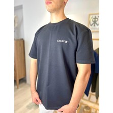 ER&RE Siyah Unisex Kısa Kollu Bisiklet Yaka Basic T-shirt (LOGOLU)