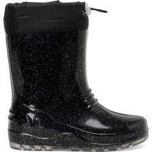 I Cool Piover F 4Pr Siyah Kız Çocuk Yağmur Çizmesi PVC/TEKSTIL Malzeme ile Kısa Topuklu Rahat Taban