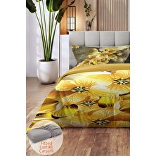 Amor Home Çift Kişilik Pamuk Saten Nevresim Takımı Yellow Flower ( Lastikli Çarşaflı )