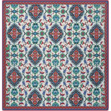 Bursa İpek Yeşil Çini Desen Soft Eşarp