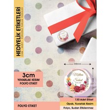 Letbil Reklam Kırmızı Gül Düğün Etiket Modeli Ürünlerinize Öze 3cm - 130 Adet Folyo Sticker