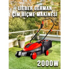 Lieber German Tekerlekli Çim Ot Biçme Makinesi Alman Bakır Sargılı 2400 Watt Ayarlanabilir