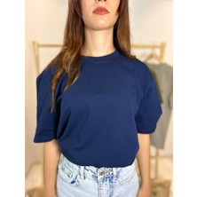 ER&RE Lacivert Unisex Kısa Kollu Bisiklet Yaka Basic T-shirt